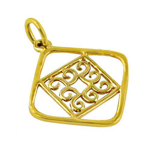 22k gold plating filigree pendant for women | yellow gold plating jewelry gift