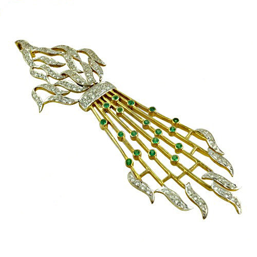 gold plating Emerald Diamond Brooch | Luxury Jewelry for Women