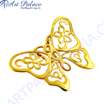 Load image into Gallery viewer, gold plating butterfly pendant with intricate openwork design on white background, ideal for women's jewelry gifts.
