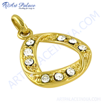Load image into Gallery viewer, gold plating teardrop charm pendant with white gemstones, a stylish and elegant piece of jewelry.

