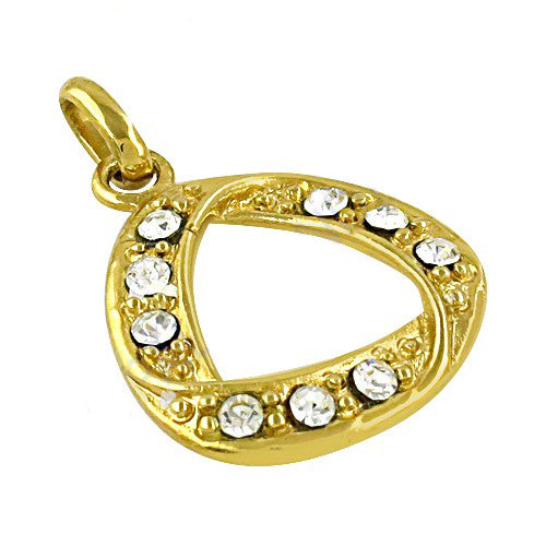Gold plating teardrop pendant with white gemstones | daily wear jewelry
