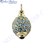 Load image into Gallery viewer, gold plating pendant with round aquamarine gemstones. A beautiful piece of fine gemstone jewelry.
