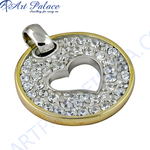 Load image into Gallery viewer, gold plating and silver heart pendant necklace with crystal accents for women. Daily wear jewelry.
