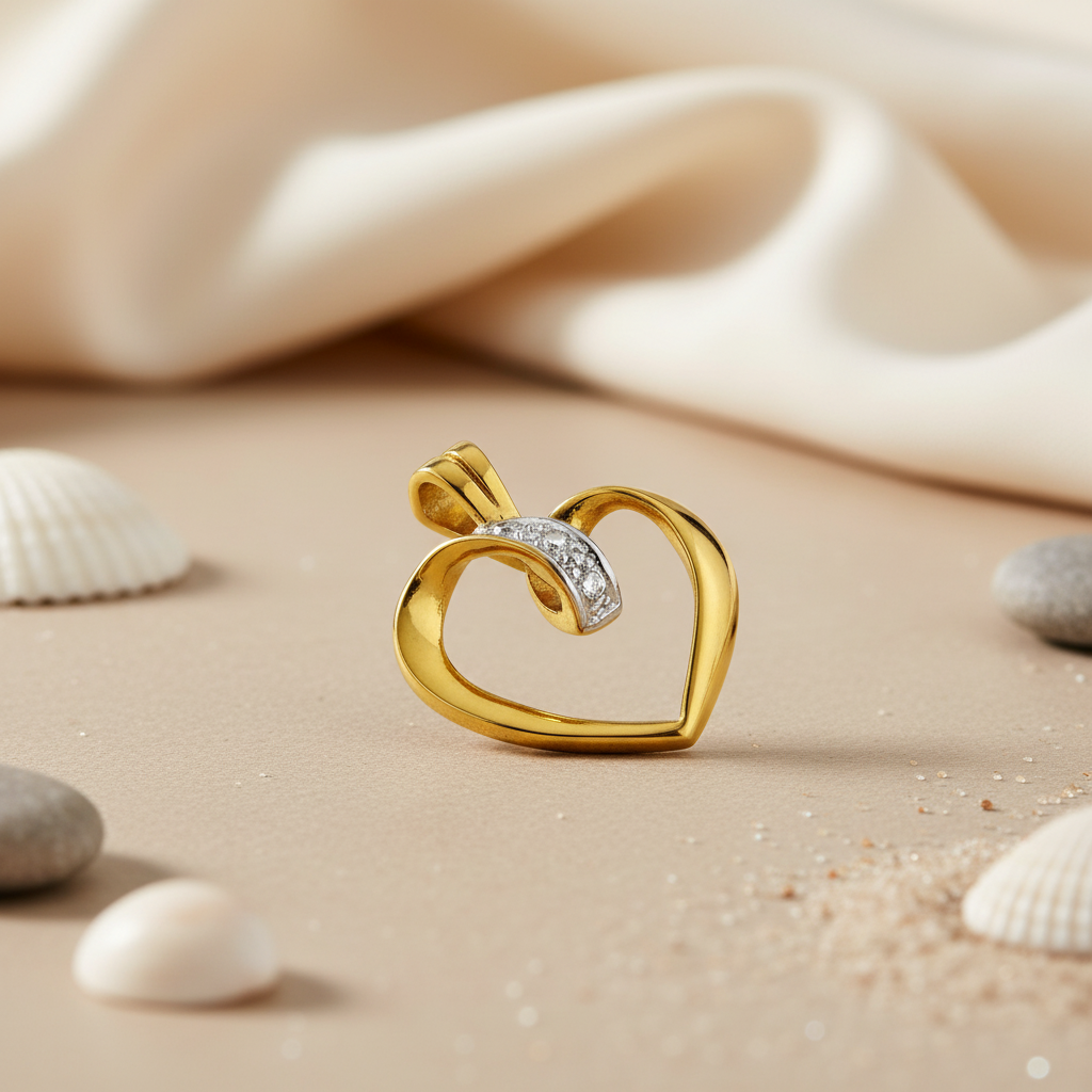 gold plating Heart Diamond Pendant for Women | Elegant Jewelry Gift