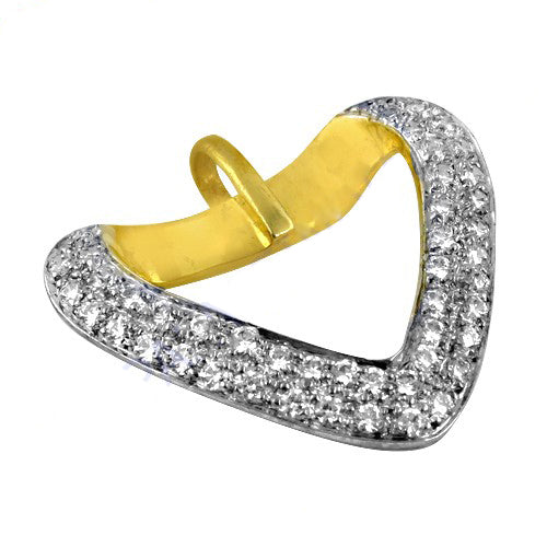 Diamond heart pendant in gold plating and silver for women