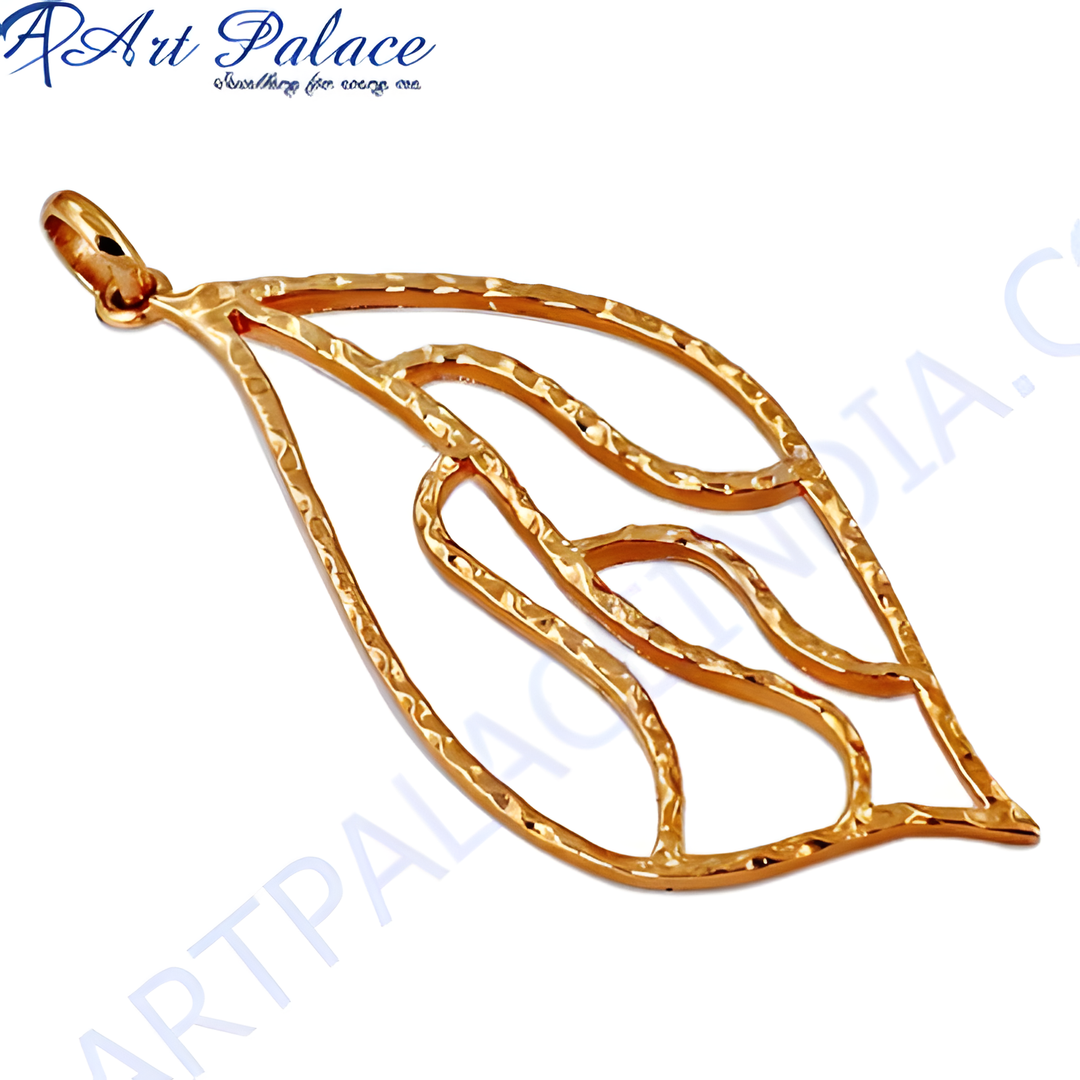 gold plating leaf shaped pendant for women, elegant and modern jewelry design.