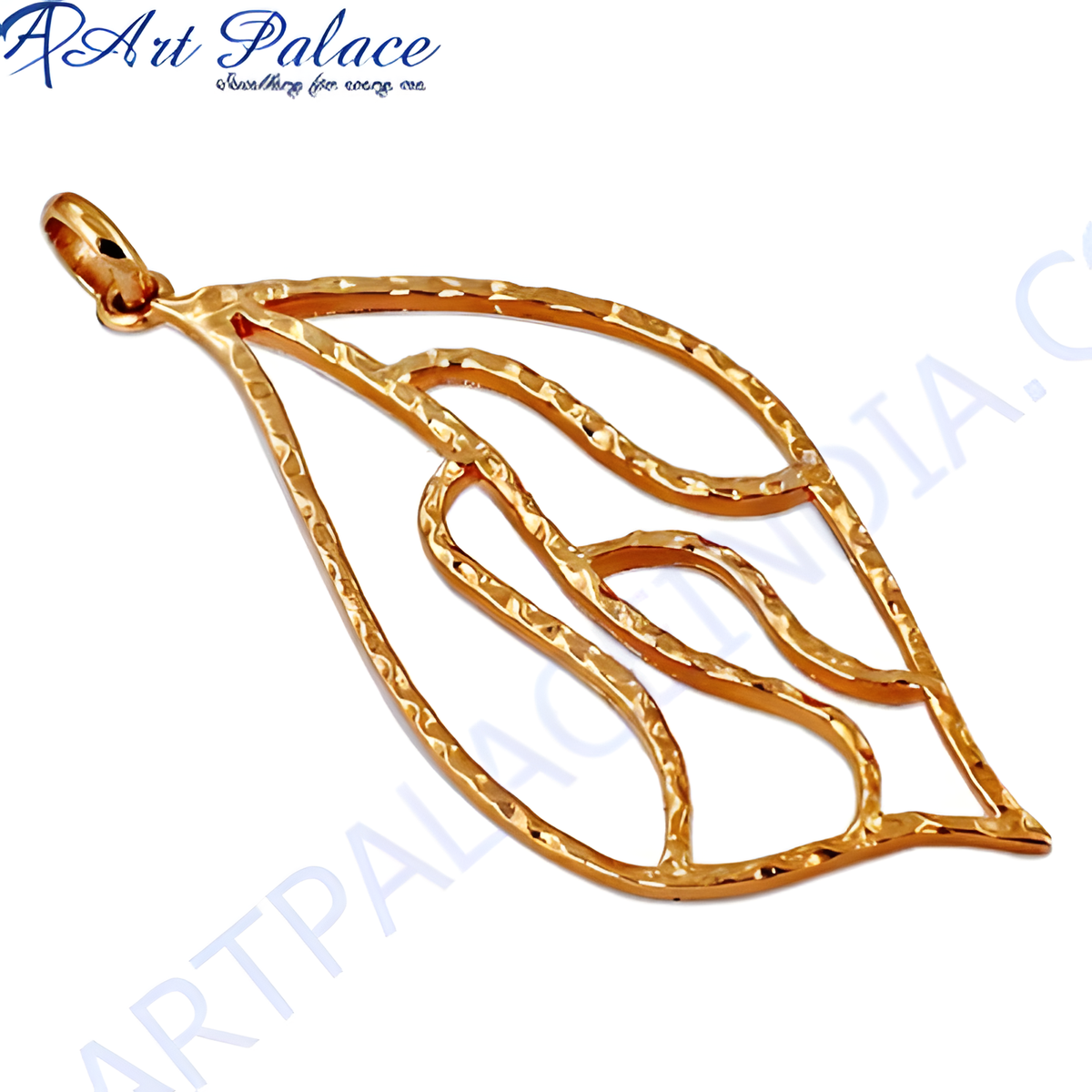 Gold plating leaf shaped pendant for women, elegant and modern jewelry design