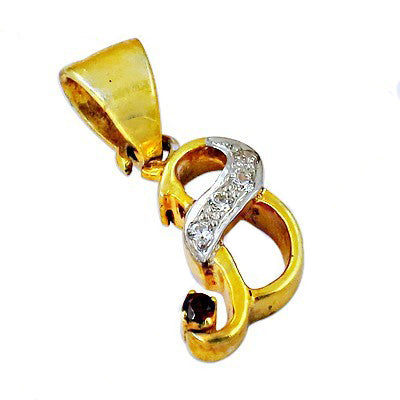 Gold plating diamond letter 's' pendant | garnet gemstone jewelry