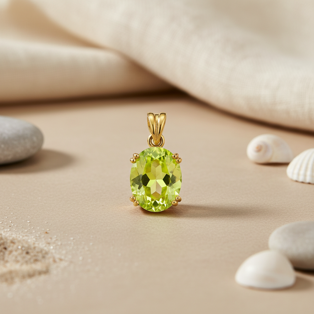gold plating Peridot Gemstone Pendant for Women | Fine Jewelry Gift