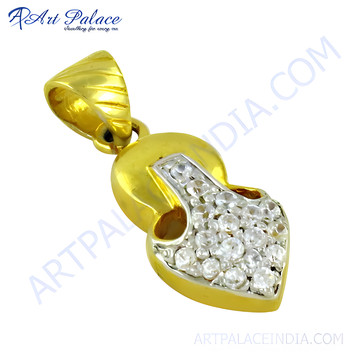 Gold plating pendant with sparkling diamond accents, a beautiful fashion jewelry piece for women