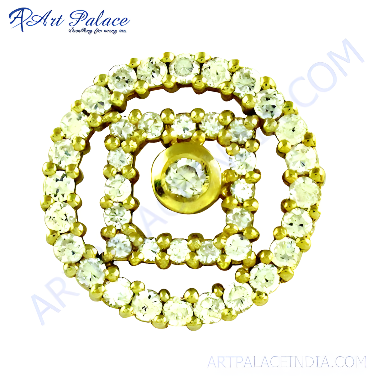 Gold plating diamond halo pendant necklace featuring a central diamond and surrounding gemstones