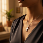 Load image into Gallery viewer, 925 Silver Cross Pendant with Gemstones for Women
