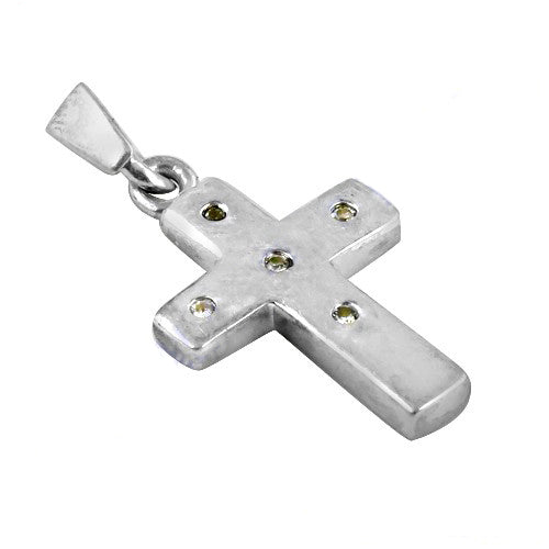 925 Silver Cross Pendant with Gemstones for Women