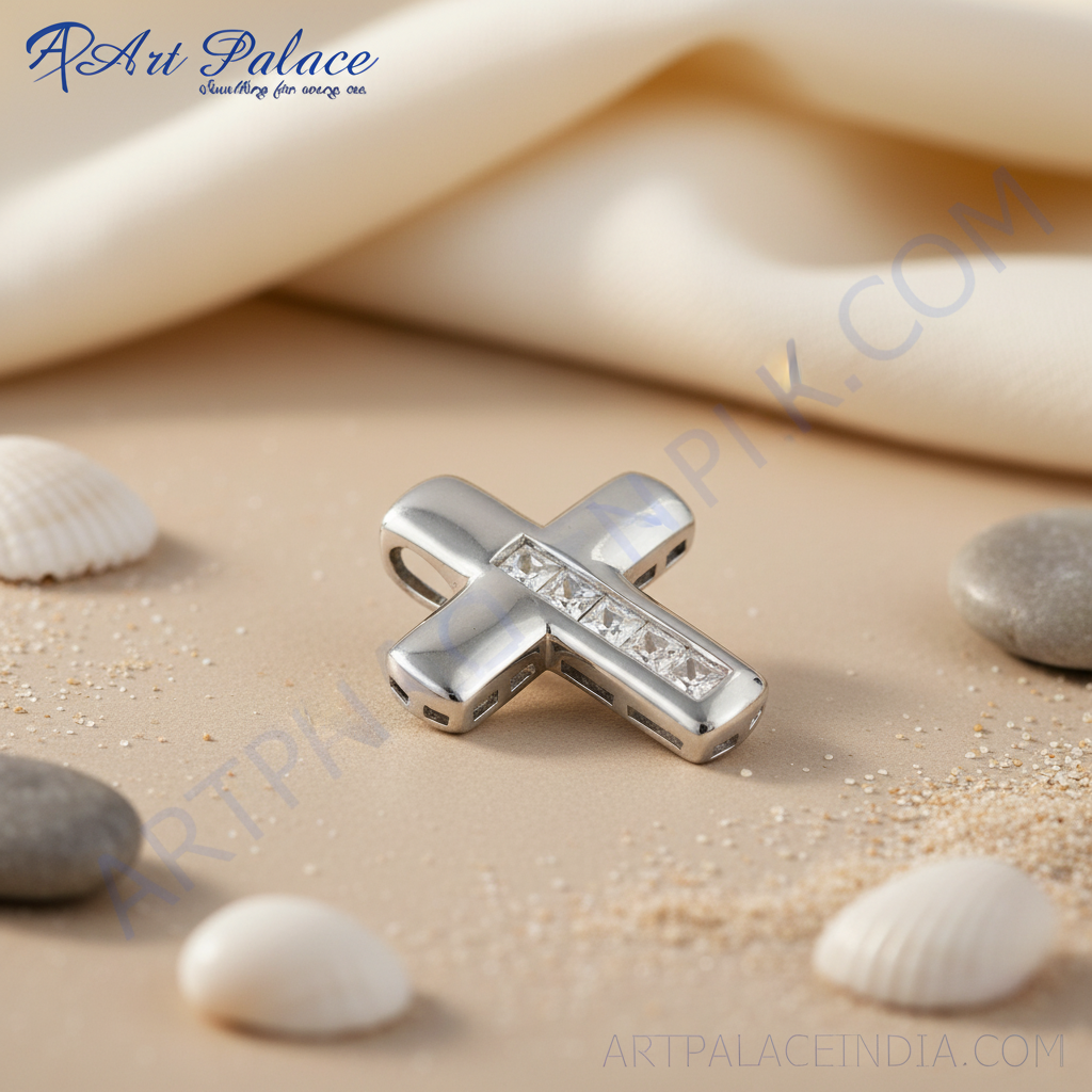 Silver Cross Pendant with Cubic Zirconia | Women's Jewelry Gift