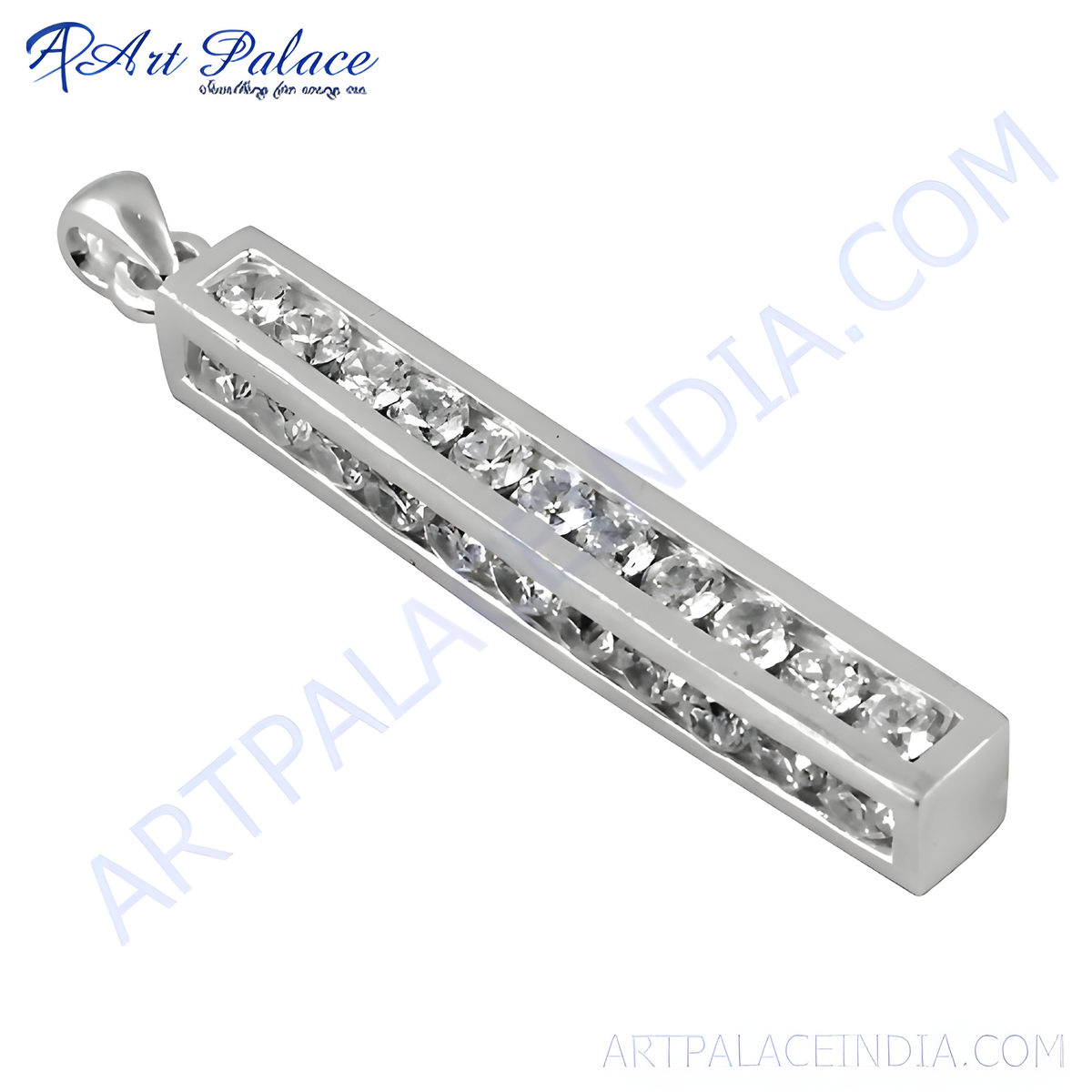 925 sterling silver pendant featuring a row of sparkling cubic zirconia stones, perfect for adding elegance