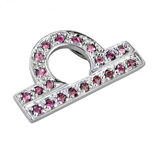 925 Silver Libra Pendant | Ruby Gemstone Zodiac Jewelry