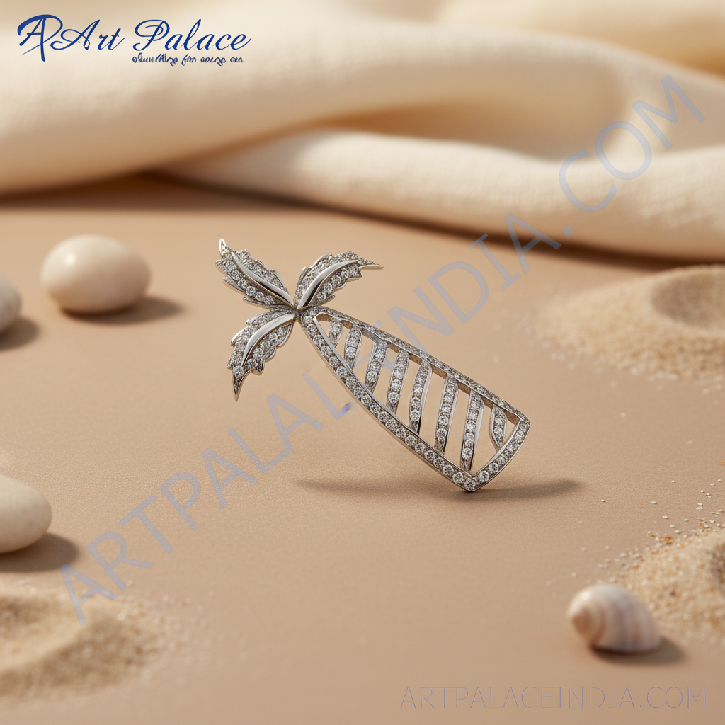 925 Silver Palm Tree Pendant for Women | Diamond Jewelry