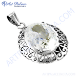 Load image into Gallery viewer, 925 sterling silver pendant featuring a large clear cubic zirconia gemstone, perfect for women's daily wear
