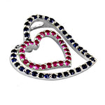 Load image into Gallery viewer, 925 Silver Double Heart Pendant with Ruby &amp; Sapphire | Women's Jewelry
