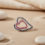 Load image into Gallery viewer, 925 Silver Double Heart Pendant with Ruby &amp; Sapphire | Women's Jewelry
