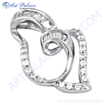 Load image into Gallery viewer, Silver pendant with sparkling cubic zirconia stones in an intricate design, perfect fashion jewelry.
