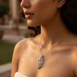 Load image into Gallery viewer, Silver Leaf Pendant with Cubic Zirconia | Women&#39;s Jewelry Gift
