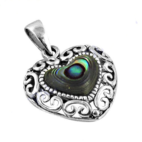 925 silver abalone heart pendant | women's necklace gift