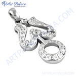 Load image into Gallery viewer, Silver om pendant with sparkling cubic zirconia stones, perfect for gifting or daily wear
