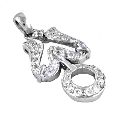 Silver om pendant necklace with cubic zirconia | women's jewelry gift