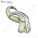 Load image into Gallery viewer, Silver opal stone pendant, white background, elegant pendant, fashion jewelry, opal stone, gift idea
