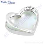 Load image into Gallery viewer, Sterling silver heart pendant necklace with a pearl center and sparkling accents
