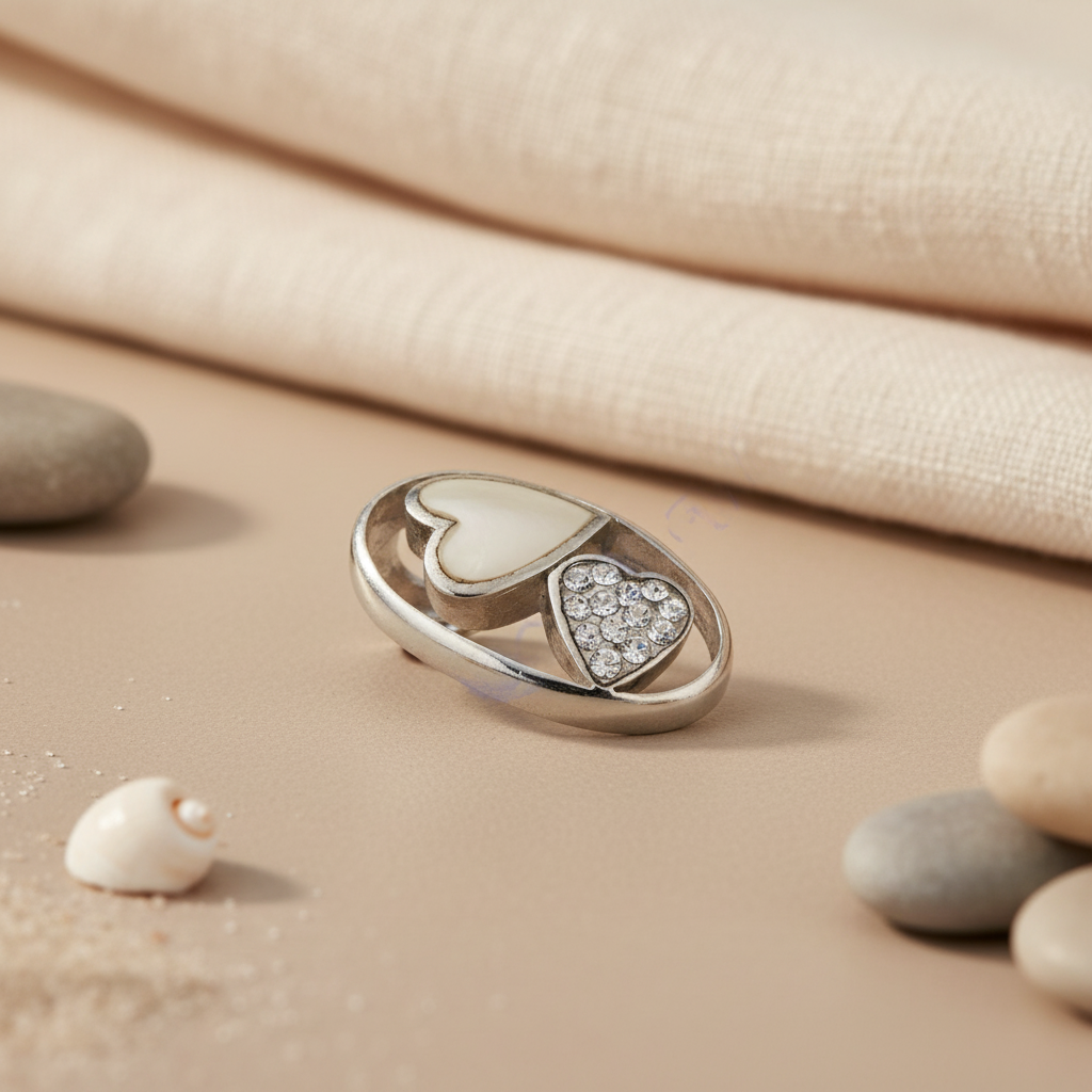 Silver Heart Ring with Crystal Accents for Women | Fashion Jewelry