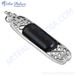 Load image into Gallery viewer, 925 sterling silver pendant necklace with a blue sandstone gemstone, perfect for women.
