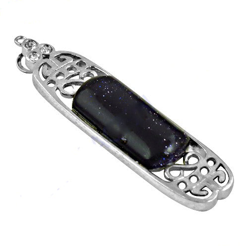 925 silver blue sandstone pendant necklace for women | gift
