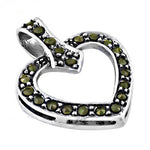 Load image into Gallery viewer, 925 Silver Heart Pendant Necklace | Green Gemstone Jewelry
