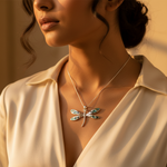 Load image into Gallery viewer, 925 Silver Dragonfly Pendant Necklace | Mother of Pearl | Gift
