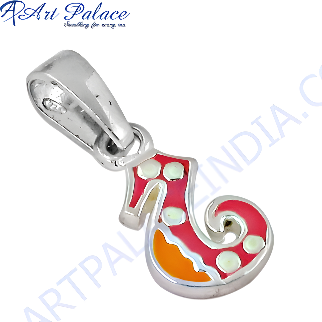 Sterling silver number 5 pendant with red enamel and white details, perfect for gifting or daily wear.