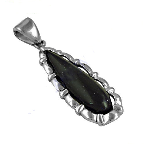 925 Silver Blue Sandstone Pendant Necklace for Women