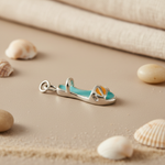 Load image into Gallery viewer, Silver Enamel Sandal Charm Pendant for Women | Summer Jewelry
