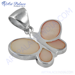 Load image into Gallery viewer, 925 sterling silver butterfly pendant with mother of pearl inlay, a charming and elegant piece.
