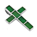 Load image into Gallery viewer, 925 Silver Cross Pendant Necklace with Green Gemstone | Gift
