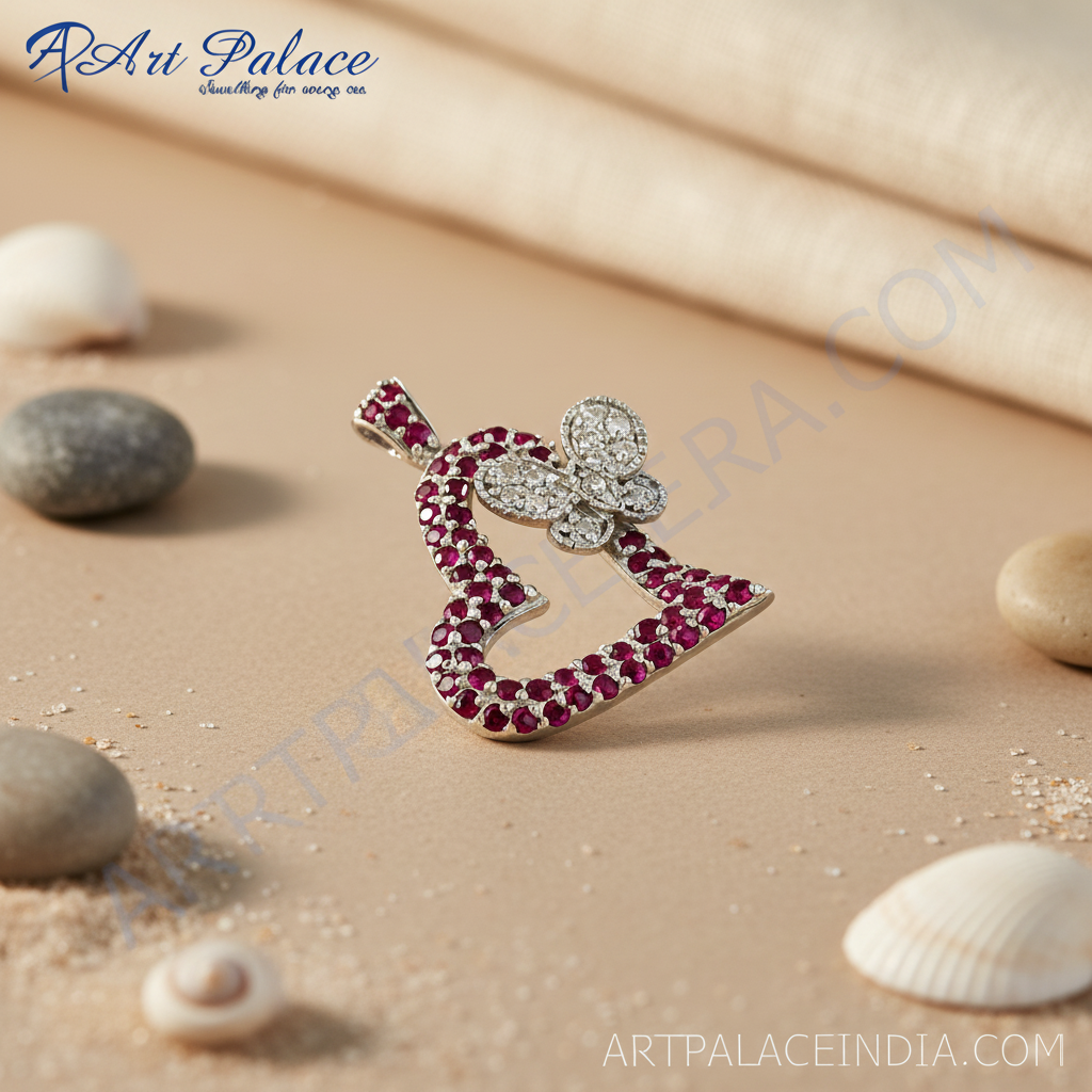 Silver Ruby Heart Pendant Necklace | Women's Gift Jewelry