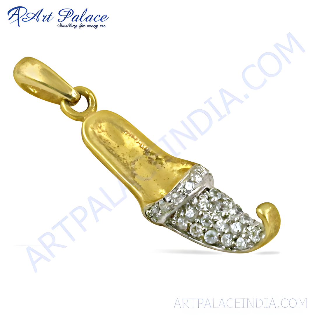 gold plating pave diamond pendant, a unique gold plating jewelry charm with brilliant-cut diamonds, for women.