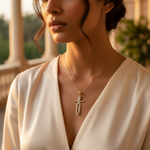 Load image into Gallery viewer, gold plating Dagger Pendant Necklace with Cubic Zirconia | Women's Gift
