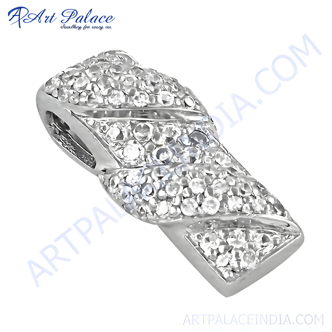 Silver pendant with sparkling crystals, a stunning piece of women's jewelry.