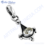 Load image into Gallery viewer, 925 sterling silver citrine pendant with yellow gemstone center and unique design.
