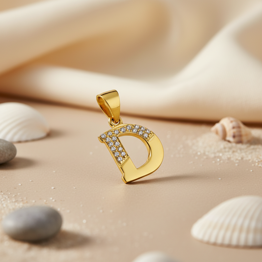 gold plating Letter D Pendant with Cubic Zirconia | Women's Jewelry