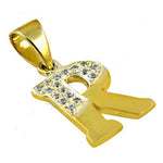 Load image into Gallery viewer, gold plating Plated Cubic Zirconia Letter R Pendant | Gift for Her
