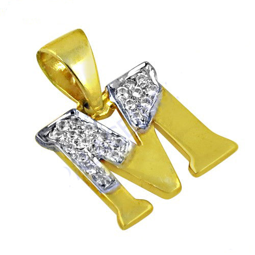 gold plating Diamond Initial M Pendant | gold plating Letter Necklace for Women