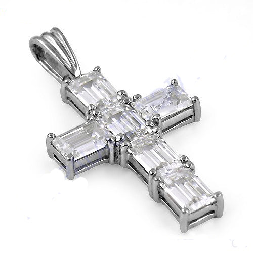 Silver cubic zirconia cross pendant for women | daily wear
